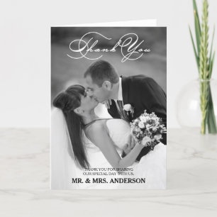 ROMANTISCH SCHRIFT HUWELIJK BEDANKT FOTO KAART