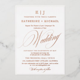 Romantisch Schrift Kalligrafie Monogram Gouden Bru Folie Uitnodiging