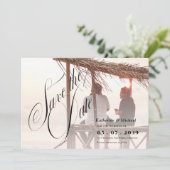 Romantisch schuingeschreven kalligrafie Voeg foto Save The Date (Staand voorkant)