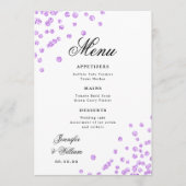 Romantisch script bruiloft Confetti Paarse Menu (Voorkant)