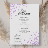Romantisch script bruiloft Confetti Paarse Menu