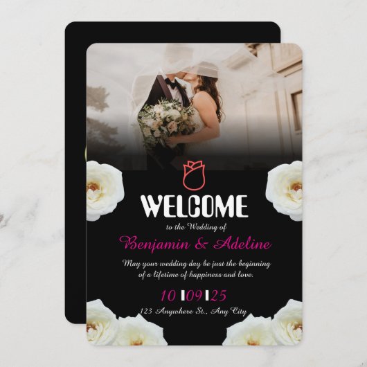 Romantisch script bruiloft uitnodiging (Voorkant / Achterkant)