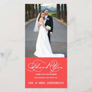 ROMANTISCH SCRIPT CORAL WEDDING DANK JE FOTO KAART