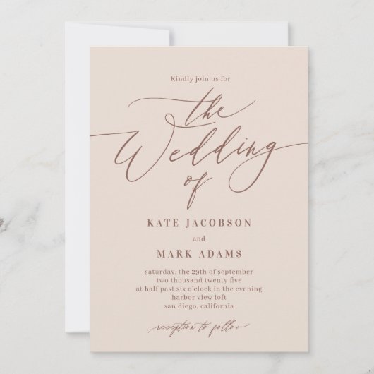 Romantisch script EDITABLE COLOR Wedding Invitatio Kaart (Voorkant)