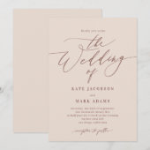 Romantisch script EDITABLE COLOR Wedding Invitatio Kaart (Voorkant / Achterkant)