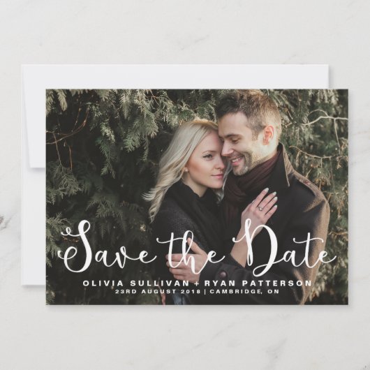 Romantisch script | Foto Opslaan Datum bekendmakin Save The Date (Voorkant)