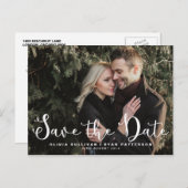 Romantisch script | Foto Save the Date Briefkaart (Voorkant / Achterkant)