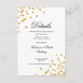 Romantisch Script Gold Confetti Wedding Details Informatiekaartje (Voorkant)