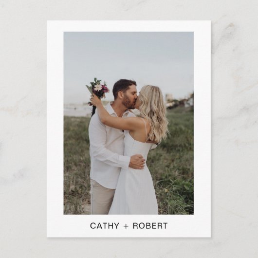 Romantisch Script Hart Trouwfoto Briefkaart (Voorkant)