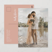 Romantisch script | Kalligrafie Bewaar de datum Briefkaart (Voorkant / Achterkant)