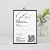 Romantisch Script Kalligrafie Details QRcode Huwel Informatiekaartje (Staand voorkant)