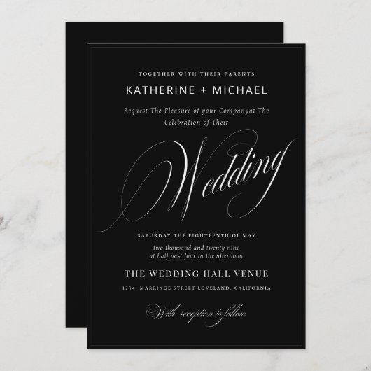 Romantisch Script Kalligrafie Eenvoudige & Chic br Kaart (Voorkant / Achterkant)