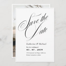 Romantisch Script Kalligrafie Voeg foto toe Huweli Save The Date