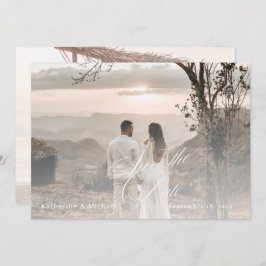 Romantisch Script Kalligrafie Voeg foto toe Huweli Save The Date