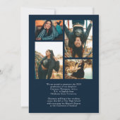 Romantisch Script Navy Blue Foto Collage Afstudere Aankondiging (Achterkant)