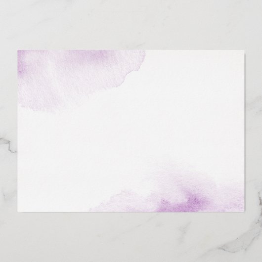 Romantisch script paarse waterverf folie notecard folie uitnodiging (Achterkant)