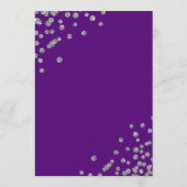 Romantisch Script Trouwen Confetti Zilver Paarse Menu (Achterkant)