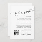 Romantisch Script Zwart & Wit Huwelijksreceptie Kaart (Voorkant / Achterkant)