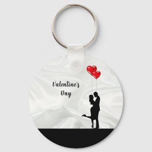 Romantisch silhouet liefhebbend koppel. Valentijns Sleutelhanger