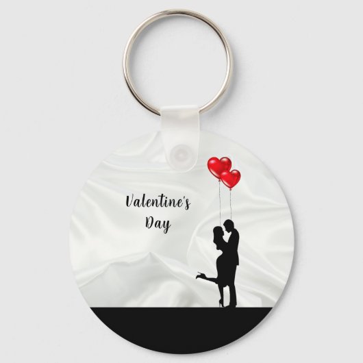 Romantisch silhouet liefhebbend koppel. Valentijns Sleutelhanger (Voorkant)