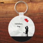 Romantisch silhouet liefhebbend koppel. Valentijns Sleutelhanger (Voorkant)