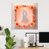 Romantisch silhouet van een echtpaar poster (Thuiskantoor)