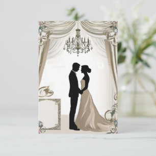 💍 Romantisch Silhouet van Stel met Bloemenkader � Kaart