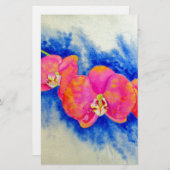 Romantisch sinaasappel roze waterverf orchidee sch briefpapier (Voorkant / Achterkant)