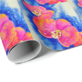 Romantisch sinaasappel roze waterverf orchidee sch cadeaupapier (Rol Hoek)