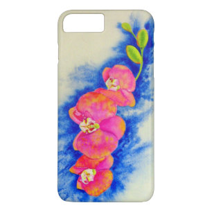 Romantisch sinaasappel roze waterverf orchidee sch 	iPhone 8 plus / 7 plus hoesje