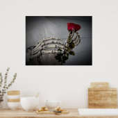Romantisch skelet met roos poster (Keuken)
