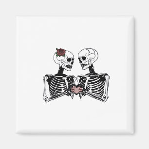 Romantisch Skeleton Paar – Gotisch met harthanden Magneet