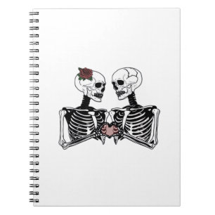 Romantisch Skeleton Paar – Gotisch met harthanden Notitieboek