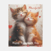 Romantisch Snuggling Kittens Rode Valentijn Harten Fleece Deken (Voorkant)