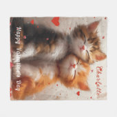 Romantisch Snuggling Kittens Rode Valentijn Harten Fleece Deken (Voorkant (Horizontaal))