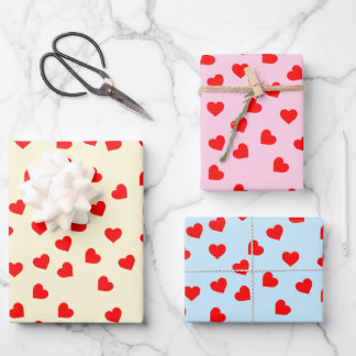 Romantisch speels rood hart patroon pastel inpakpapier vel