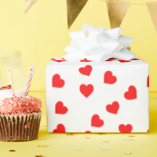 Romantisch speels rood hart patroon wit cadeaupapier