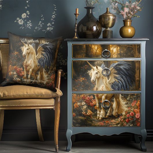 Romantisch Sprookjesbos Eenhoorn met vleugels Kussen