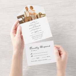 Romantisch stel  all in one uitnodiging