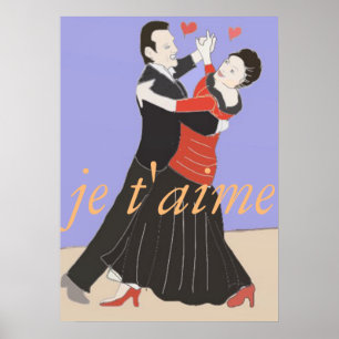 Romantisch stel dat in kleur balzaal danst poster