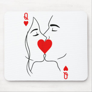 Romantisch stel kust Queen of Hearts Poker Spelen Muismat