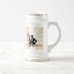Romantisch stel op witte vogel bierpul