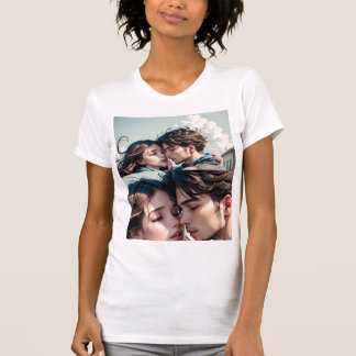 Romantisch stel zoenen op straat t-shirt