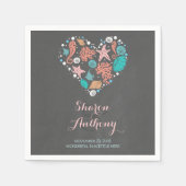 Romantisch Strand Hart Trouwpapier Servetten (Voorkant)