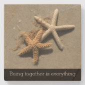 Romantisch strandthema stenen onderzetter (Voorkant)