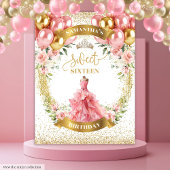 Romantisch Sweet Sixteen Banner Blush Jurk Goud Wandkleed