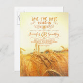 Romantisch tarweveld Save the date briefkaarten (Voorkant / Achterkant)