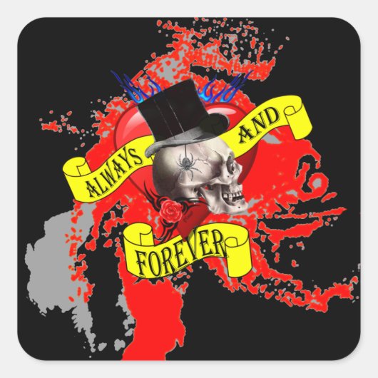 Romantisch Tattoo Vierkante Sticker (Voorkant)