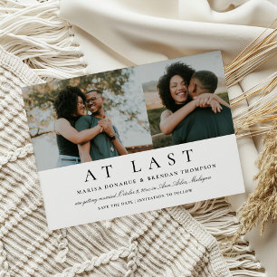 Romantisch Ten Slotte Twee Foto Zwart Wit Huwelijk Save The Date