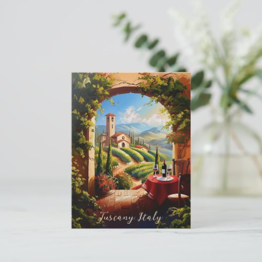 Romantisch Toscane Vallei Schilderen Italië Reizen Briefkaart (Staand voorkant)